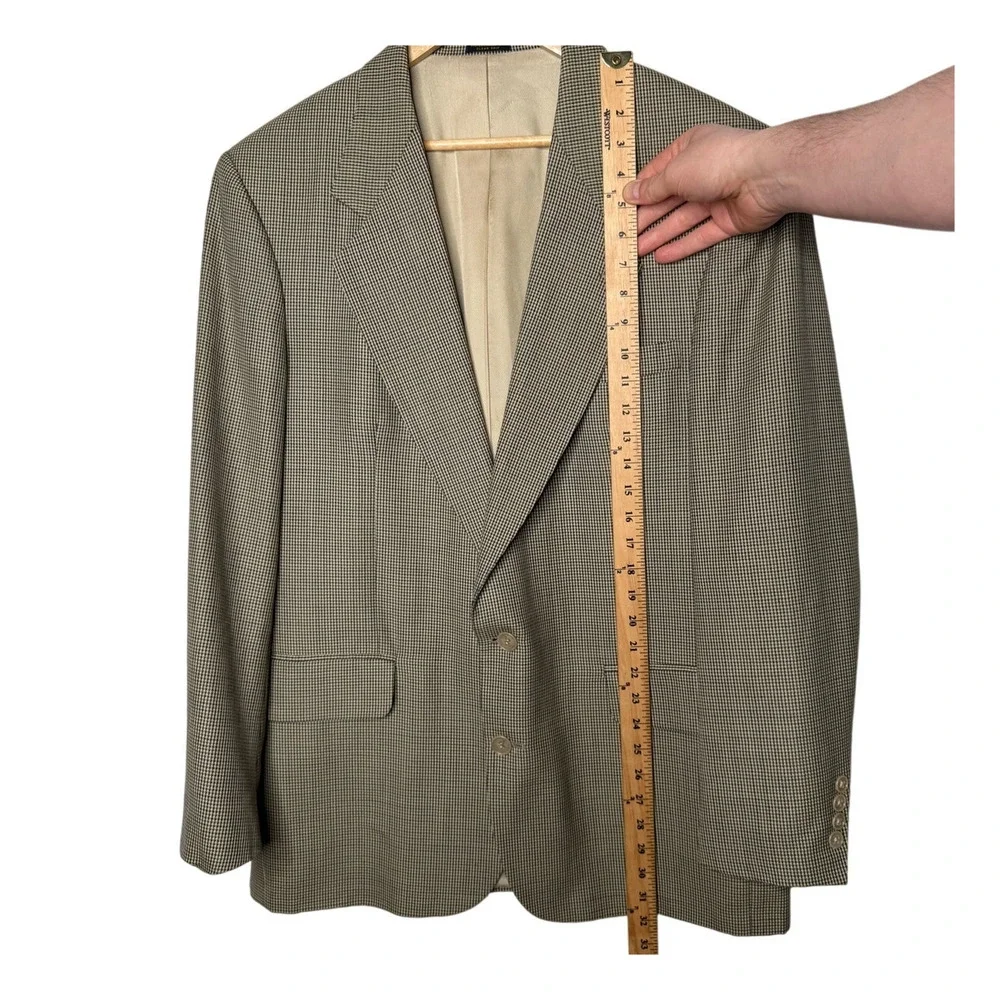 Huckberry Vintage 43R Luxury Wool Houndstooth Blazer $340 2 Button Jacket Brown